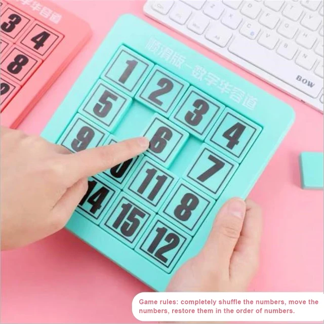 Early Educational Toy Developing for Children Plastic Number Puzzles Kids Toys Sliding Puzzle Toy 15 Tiles Logics Game Adults 5