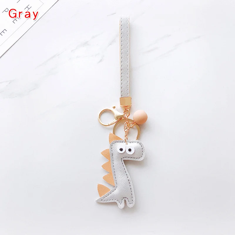 Gray Милый брелок для ключей динозавры мультфильм животное кукла брелок Kawaii креативный брелок для ключей сумка автомобиль ювелирный подвесной Шарм для женщин девочек Подарки - Цвет: Gray