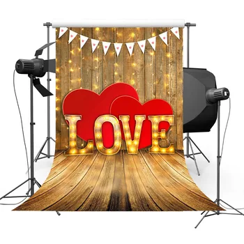 

Vintage Rustic Wooden Plank Floor LOVE Heart Photography Backgrounds Valentine's Day Photo Backdrops Photocall Photo Studio