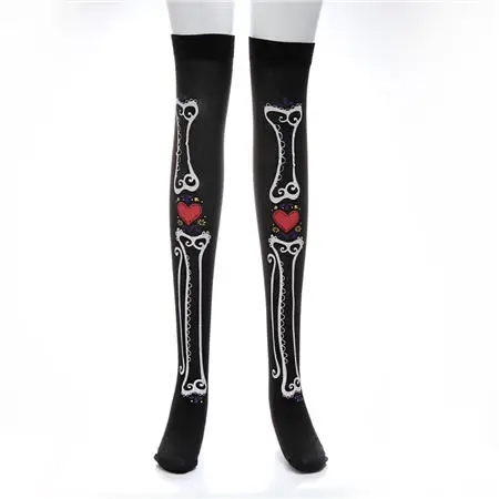 Bone Платье для Хэллоуина темного длинные гольфы костюм для маскарада, карнавала Косплэй мягкие чулки Карнавальная фантазия Платья вечерние подарок D35 - Цвет: Bone