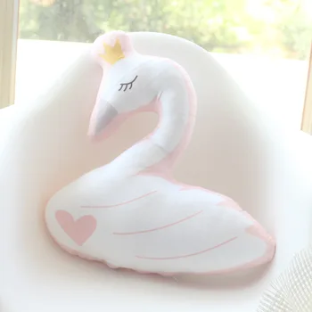

45cm INS Swan Nordic Newborn Baby Bed Pillow Plush Baby Crib Protector For Newborns Baby Room Decoration