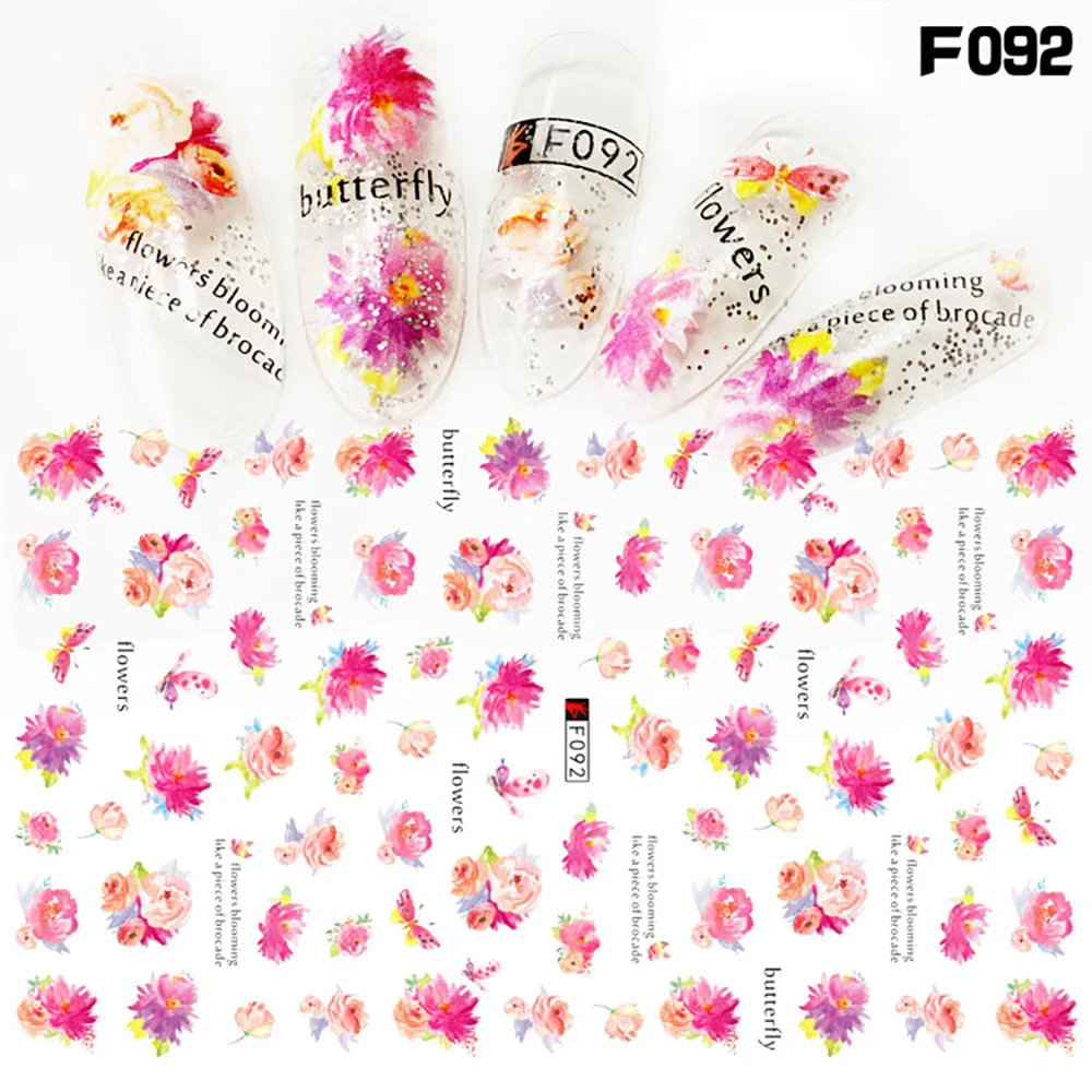 

Adhesive Transfer Nail Flowers Abstract Floral Nails Decals Halloween Nail Sticker Nail Decal Manicure Stickers Decals Nail Art