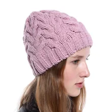 Женские зимние теплые плотные однотонные шапки Gorros Mujer Invierno, Женские Повседневные вязаные шапки из крученой шерсти, мужские подарки