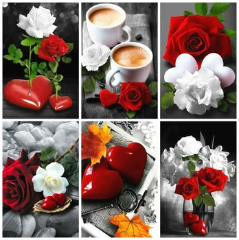 

Huacan Full Square Diamond Painting Flower Rose 5D DIY Diamonds Embroidery Coffee Art Kits Home Decoration