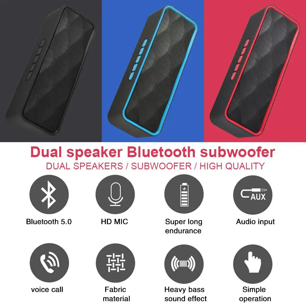Мини портативный динамик Bluetooth 5,0, Мультимедийный USB Сабвуфер, беспроводной динамик s, стерео Поддержка для мобильного телефона и IPad