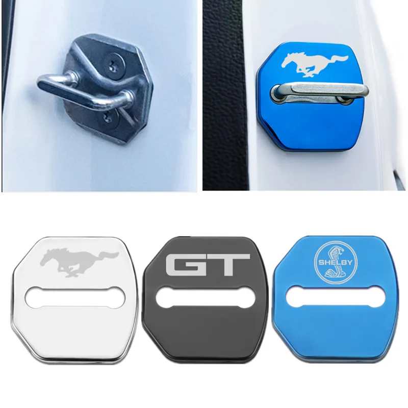Carstyling 4pcs Car Door Lock Cover Auto Emblems Case For Ford Mustang