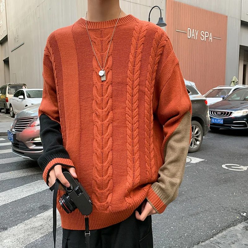 

New Sweater Streetwear Hip Hop Autumn Pull Over Men Clothing Black Solid Color Oversize Casual Pullover Sweater sueter hombre