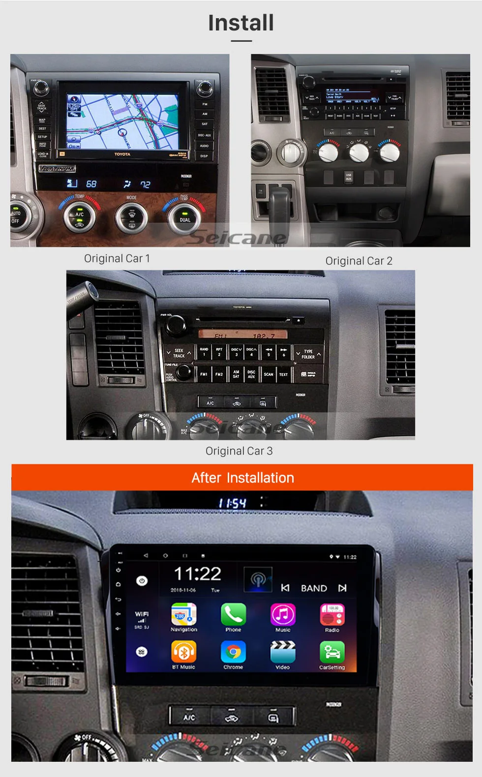 Top Seicane Android 9.0 Car AutoStereo GPS Navi 10.1 inch for 2006-2015 TOYOTA Sequoia Support Steering Wheel Control Carplay 1