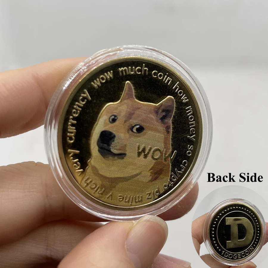 Color Dogecoin Commemorative Coins Cute Dog Pattern Dog Souvenir Collection  IS 