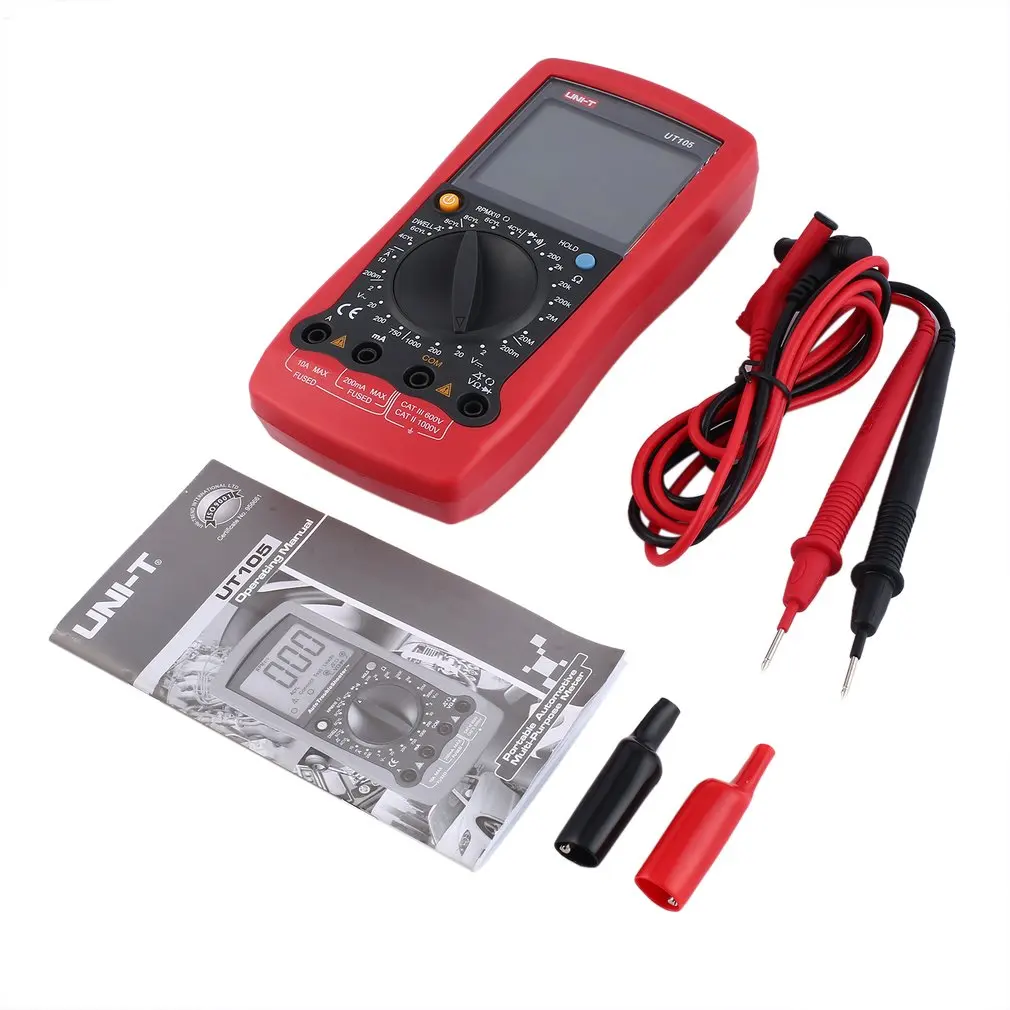 

UNI-T UT105 Automotive Handheld Multimeter AC/DC Volt Ohm Diode Current Voltmeter Tester Meters Digital Ammeter Multitester