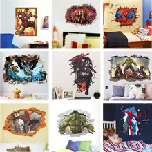 Super Heros 3D Broken Hole Wall Stickers For Kids Room Home Decor Spiderman Batman Ironman Hulk Avengers Mural Art Boys Decals Super Heros 3D Broken Hole Wall Stickers For Kids Room Home Decor Spiderman Batman Ironman Hulk Avengers Mural Art Boys Decals