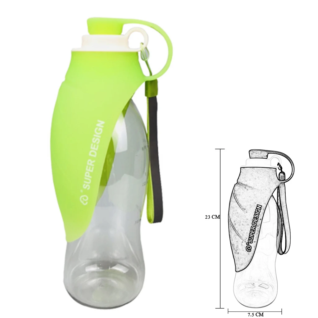 580ml Portable Pet Dog Water Bottle Soft Silicone Leaf Design Travel Dog Bowl For Puppy Cat 3