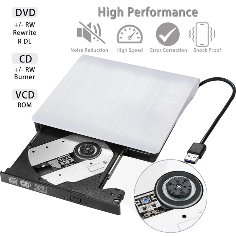 YAHEY USB 2,0 внешний CD/DVD RW привод Оптический DVD-RW записывающее устройство CD/DVD плеер Портативный для ноутбуков ПК Windows