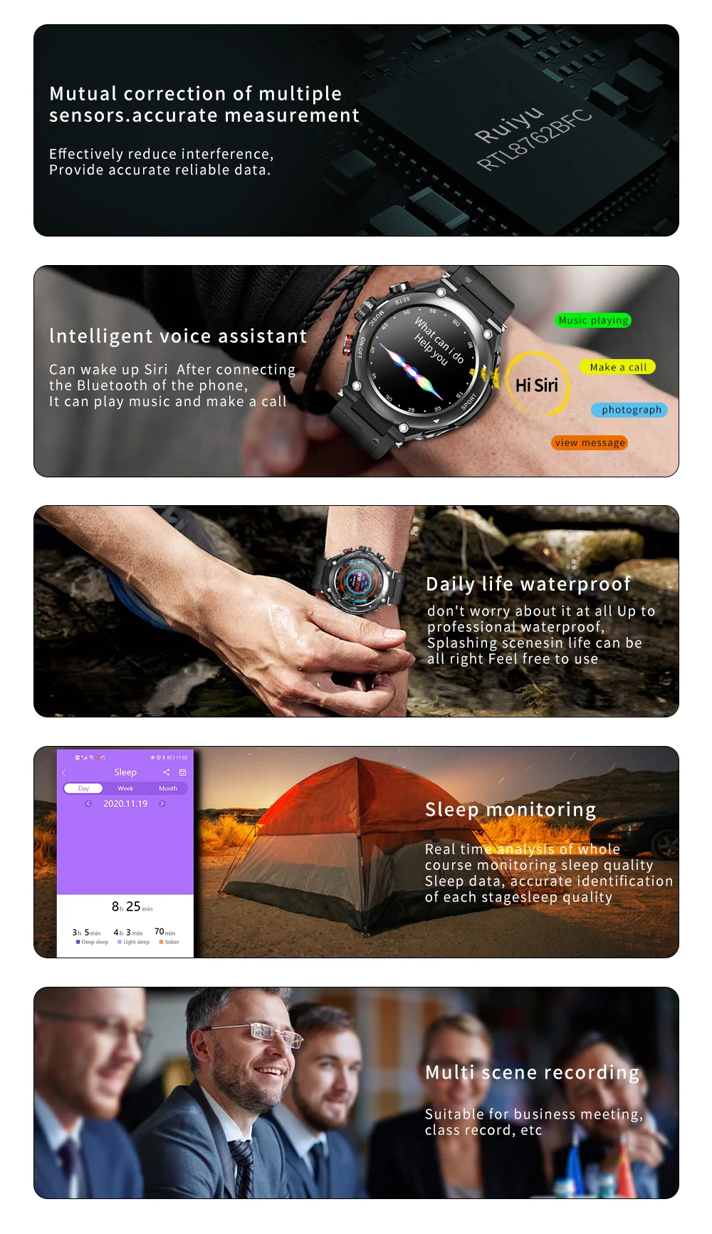 T92 Smart Watch Men 2021 Bluetooth Call Play Music HiFi TWS Earphone Custom Dial Temperature Monitor Smartwatch For Android Ios