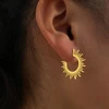 Stainless Steel Jewelry Geometric Earrings For Women Best Half Circle Spiked Femme Charm Earrings Party Best Wedding Gifts 1