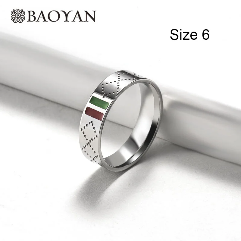 Silver Ring-6 Baoyan, Модный Ювелирный Набор из нержавеющей стали, 4 шт., золотой, серебряный, Круглый, свадебный ювелирный набор, роскошный бренд, Свадебные Ювелирные наборы для женщин - Окраска металла: Silver Ring-6