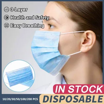

Mask Respirator 3 Layer Disposable Masks Dustproof Earloop Mouth Face Mask Elastic Facial Masks Adult Anti Dust Protective Mask