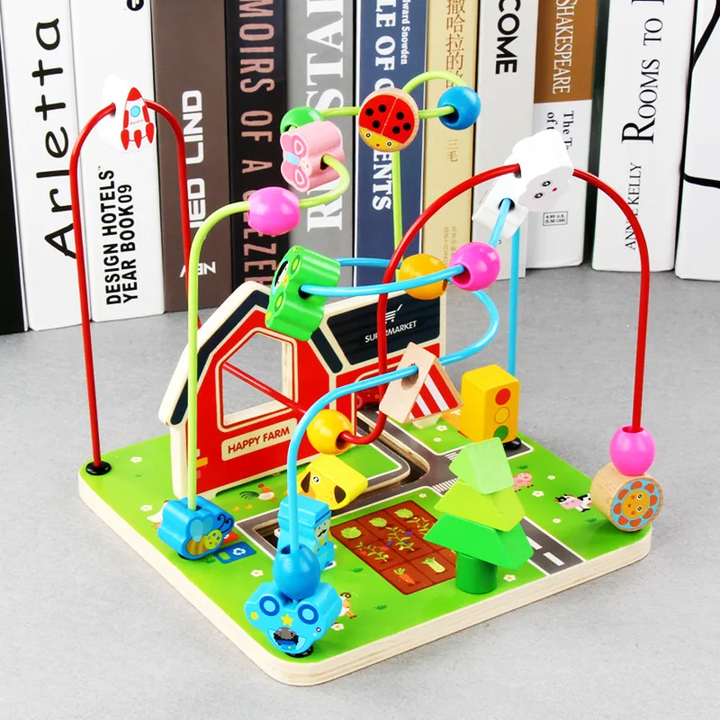 

Infants Children'S Educational Toy Farm Bead-stringing Toy Beaded Bracelet Building Blocks Baby 6-12 Month 0-3 a Year of Age Boy