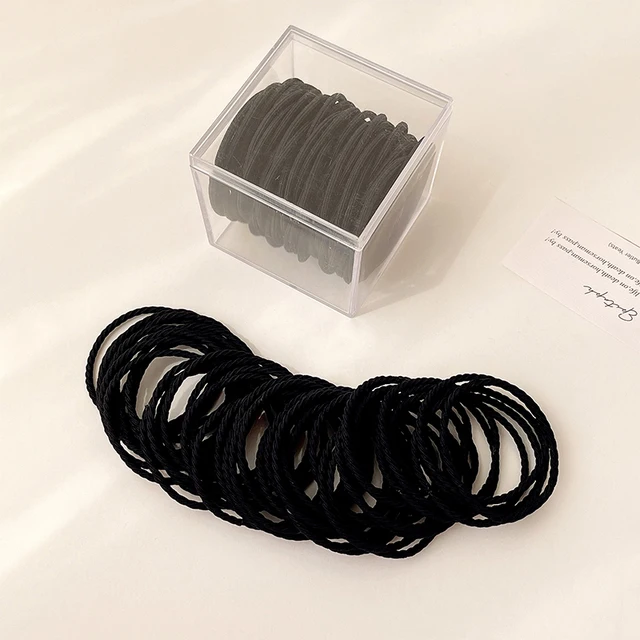 10/50/100 Pcs/Set Women Girls Colors Soft Scrunchies Elastic Hair Band Lady Lovely Solid Rubber Bands Female Hair Accessories Black-2-50 Pcs
