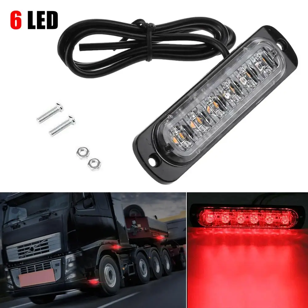

Emergency Strobe Lights 6/4 LED 12-24V Red Warning light Car Grille Flashing Light Bar For Truck Beacon Hazard LED Police Lights