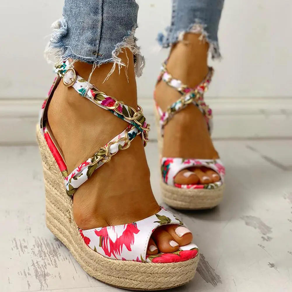 

SARAIRIS Customized Limited Promotion High Quality Summer Sandals Woman Platform Wedge High Heels Party Cross-strap Women Shoes