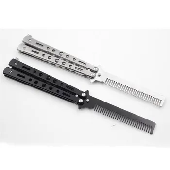 

Black Stainless Steel Practice Butterfly In Knife Trainer Training Folding Knife Dull Tool Outdoor Camping Knife Comb Tool