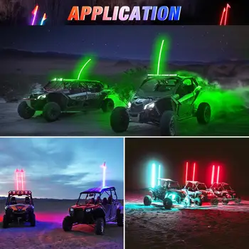 

LED Whip Light ATV Buggy RGB Symphony Flagpole Light With Remote Control 12V RGB Whip Off-road Vehicle Decorative Lights