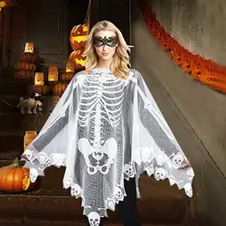 Шаль Скелет шаблон накидка для Хэллоуина кружева плащ для Маскарадного костюма Вечерние наряды реквизит DIY Хэллоуин косплей Костюмные