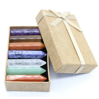 

new seven colour hexagon prism lucky natural stones gift for friend hot sale in europe market