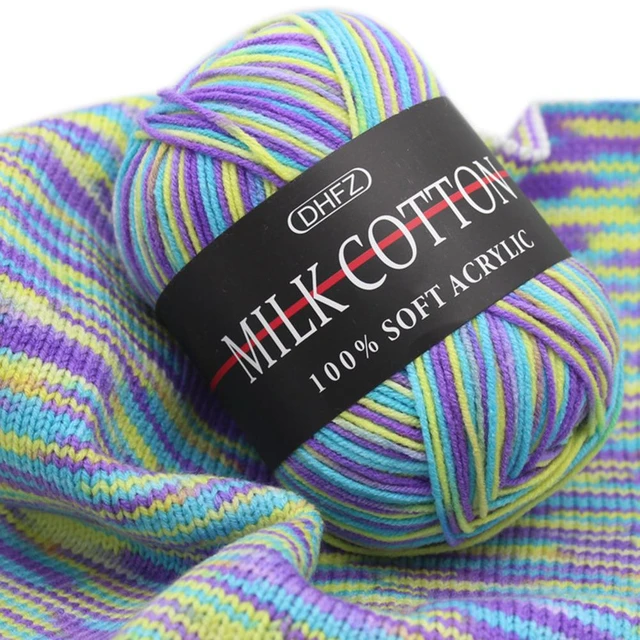 1 Roll 3 Strands Gradient Yarn Anti-fade Weaving Milk Cotton Gradient  Knitting