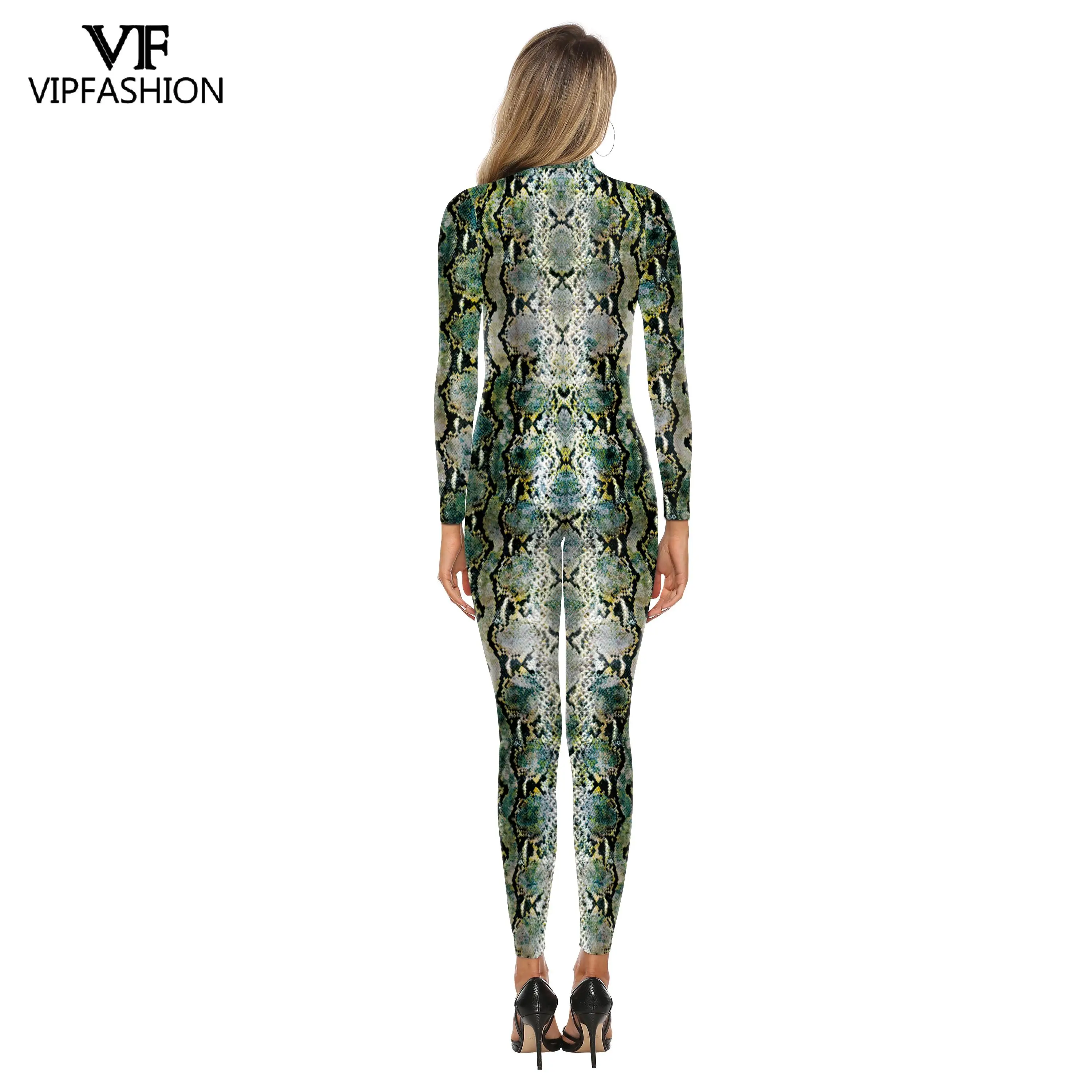 VIP FASHION Women Snake Print Jumpsuit Men Carnival Purim Halloween Costume 3D Printing