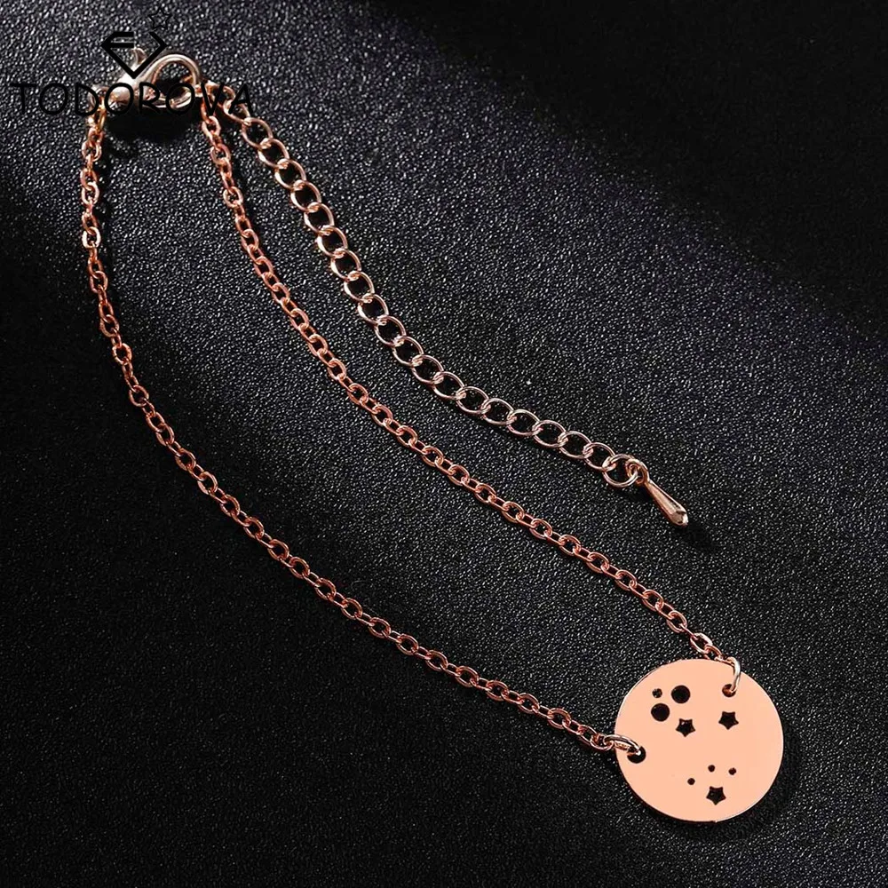 Todorova Full Moon Star Night Sky Round Bracelet For Women Rose Gold Color Stainless Steel Link Chain Bracelet Homme Bijoux Chain Link Bracelets Aliexpress