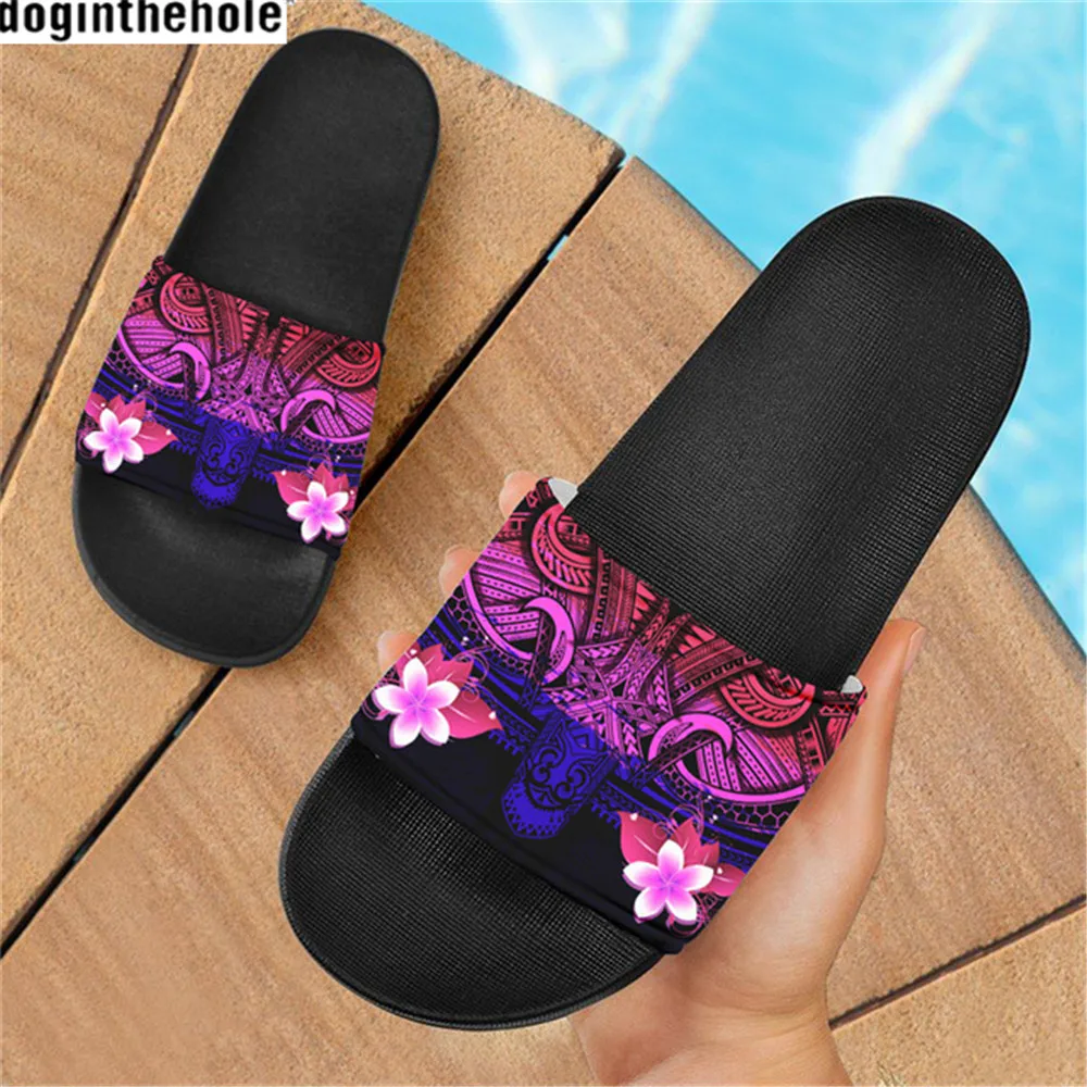 

Doginthehole Women Sandal Shoes Ethnic Polynesian Beach Sandal Femme Flat Slipper Swim Beach Slip On Slipper Comfortable