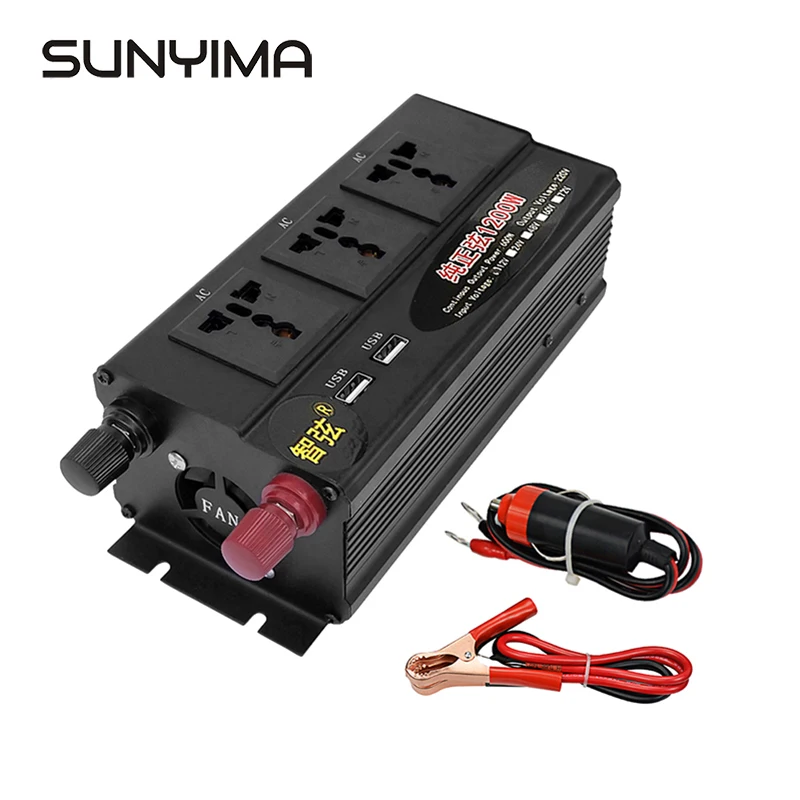 SUNYIMA 1200 Вт Чистая синусоида Инвертор DC12V/24 В/48 В к AC220V 50 Гц двойной цифровой дисплей двойной USB переключатель усилитель конвертера мощности