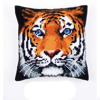 

Latch Hook Cushion Yarn for Cushion Cover Animal Tiger Pillow Case Home Decorative Sofa Cushion Printed Canvas Pillow