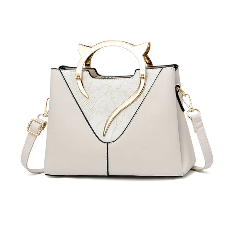 

Fashion Bags for Women Trend Buckle Shoulder Bag Fashion Texture Messenger Bag Fashion PU Leather Cute cat hard handle Handbags