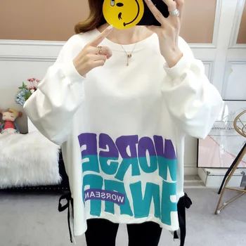 

Students loose large size Harajuku lazy wind long sleeve front short shirt 2019 early autumn thin pullover