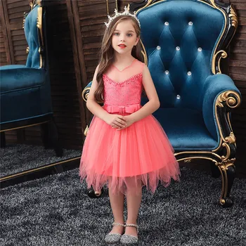 

Princess Girls Dresses Summer Party wedding sleeveless Girl Dress Kids girl's Clothes Mesh dress Children Clothing 3-10T
