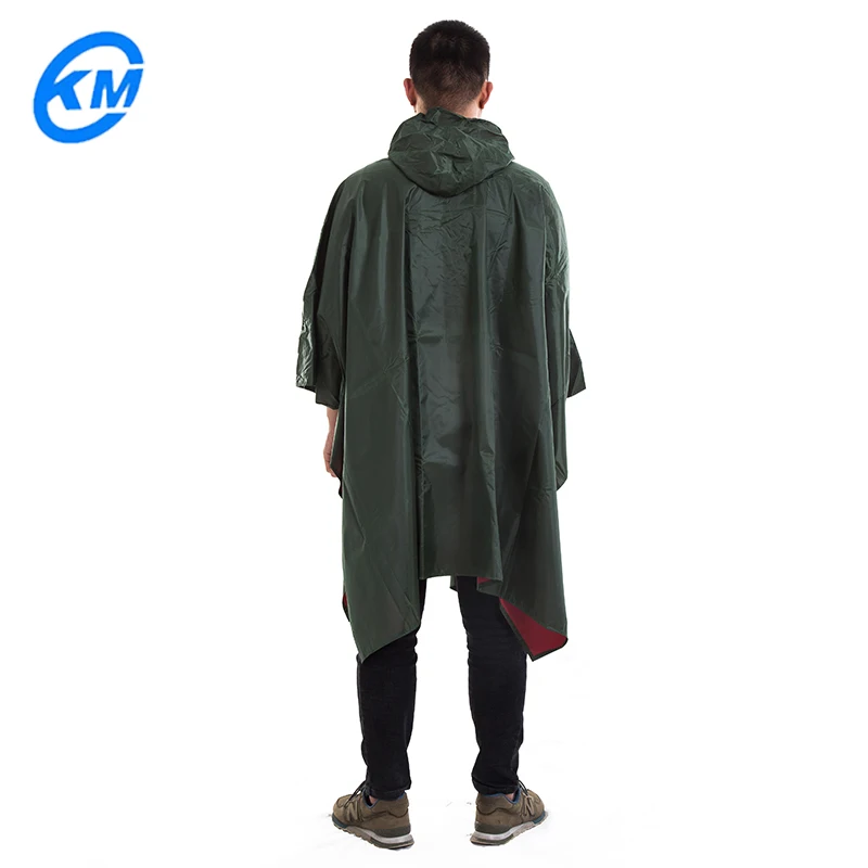 Army green OXFORD fabric square rain Poncho comfortable wear