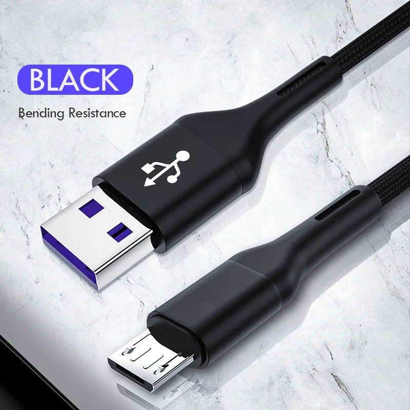 1 м 2 м Micro USB кабель 3A Быстрая зарядка Micro usb кабель для samsung Xiaomi huawei Android мобильный телефон зарядное устройство кабель Шнур - Цвет: Black