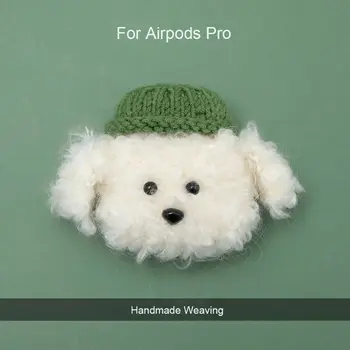 

Knitting Woven Protective Case Cute Dog in Hat Cover Protector for Airpods Pro