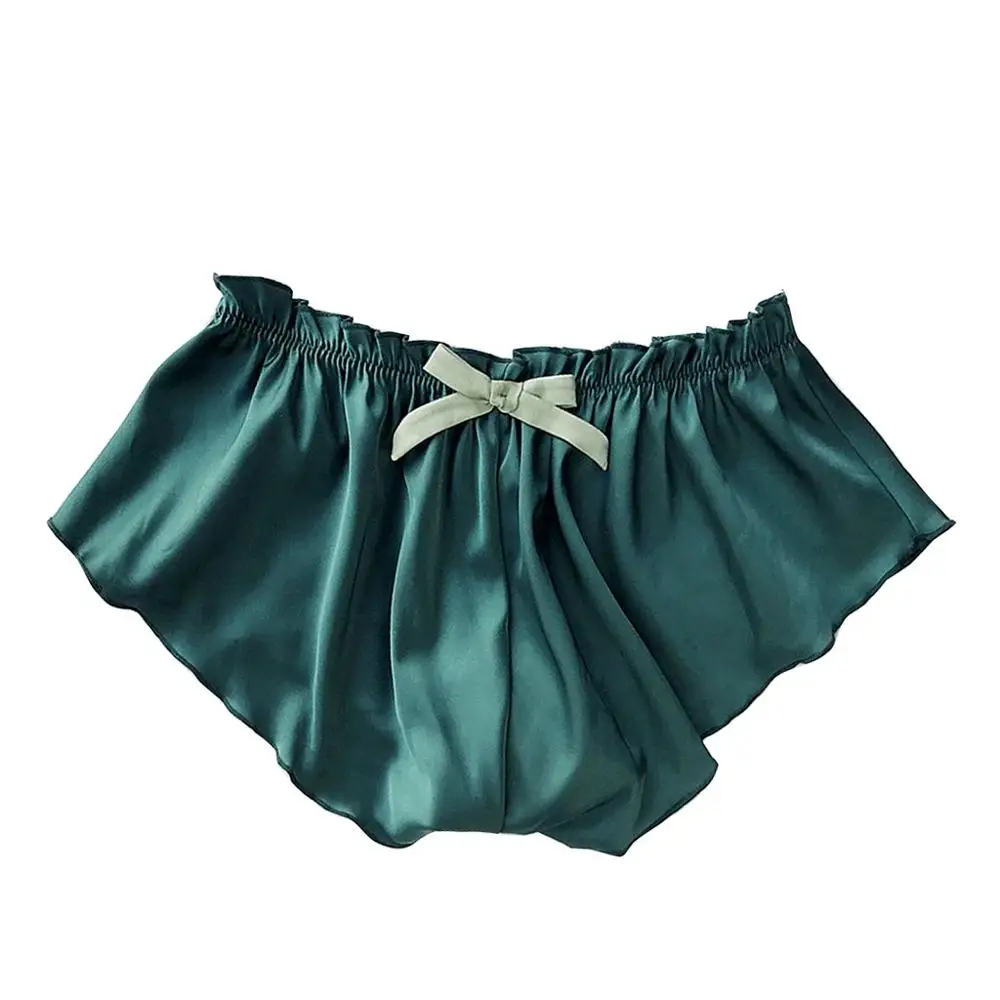 

2020 New Silk Satin Women Pajamas Underwear Lingerie Thong Sexy Flowers Floral Lace Shorts Female Panties Ropa Interior Femenina