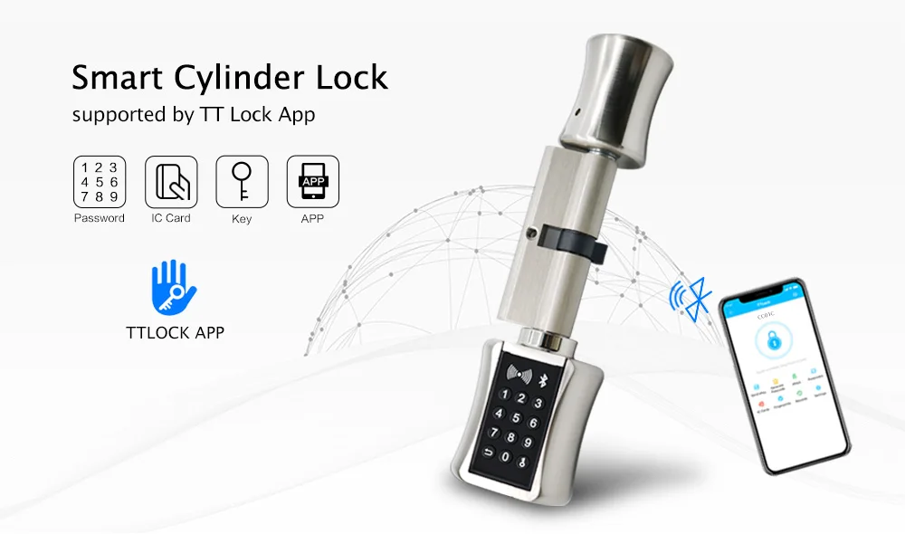 Smart Cylinder Lock With APP Keyless Electronic Door Lock Bluetooth Lock Digital