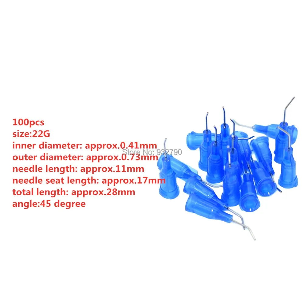 100 шт 22 г дозирующие иглы 45 градусов наконечники игл для шприца жидкий клей эпоксидная смола 22 калибра наконечники из нержавеющей стали