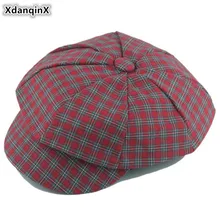 XdanqinX Женская винтажная модная клетчатая кепка газетчика элегантные женские повседневные Шапки Многоцветный Ретро берет для женщин Новая женская шапка