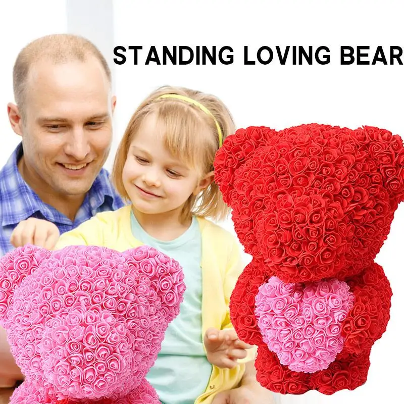 

Artificial Rose Bear Dolls PE Love Decorations Wedding Lovely Romantic Rose Bear Valentine'S Day Gift Girlfriend Simulated Toy