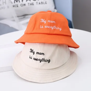 

Children's hat 2020 spring and summer new solid color English embroidery baby boy girl hat simple baby fisherman bucket hat
