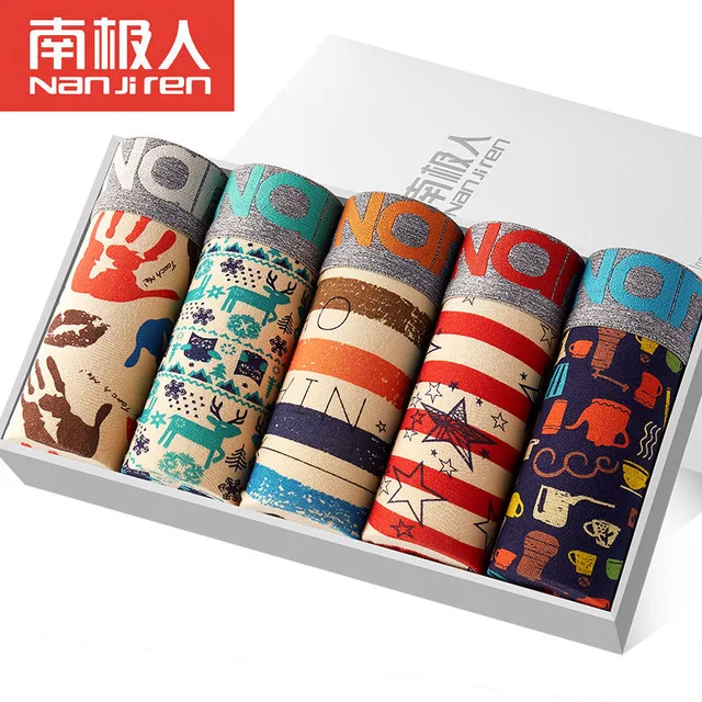 2022 Men Underwear Boxer Shorts Panties Solid Shorts Brand Underpants Men 100% Cotton Breathable Mid Waist Shorts Men L-3XL 5pcs A