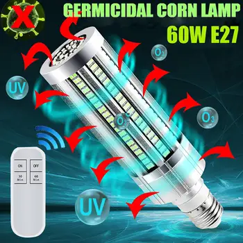 

60W UV Germicidal Lamp E27 Ultraviolet UVC Light Corn Bulb Disinfection Lamp Sterilization LED Lights Home Clean Air Kill Mites
