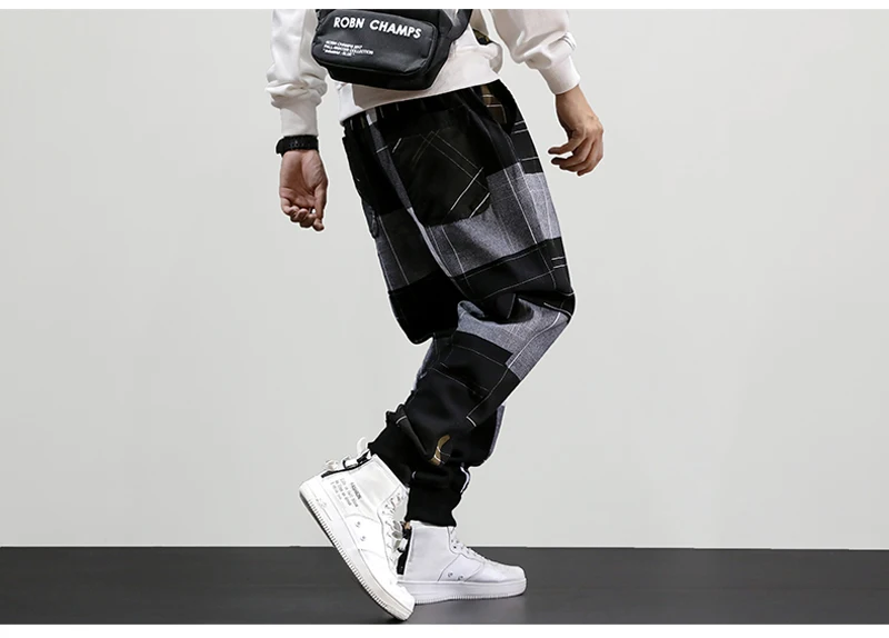 Autumn Fashion Men Jeans Loose Fit Plaid Designer Harem Pants Casual Trousers Streetwear Slack Bottom Hip Hop Joggers Pants Men